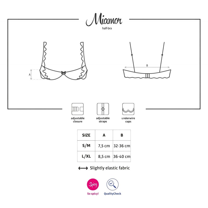 Obsessive Miamor - csipkés push-up melltartó (fekete) 141073 termék bemutató kép