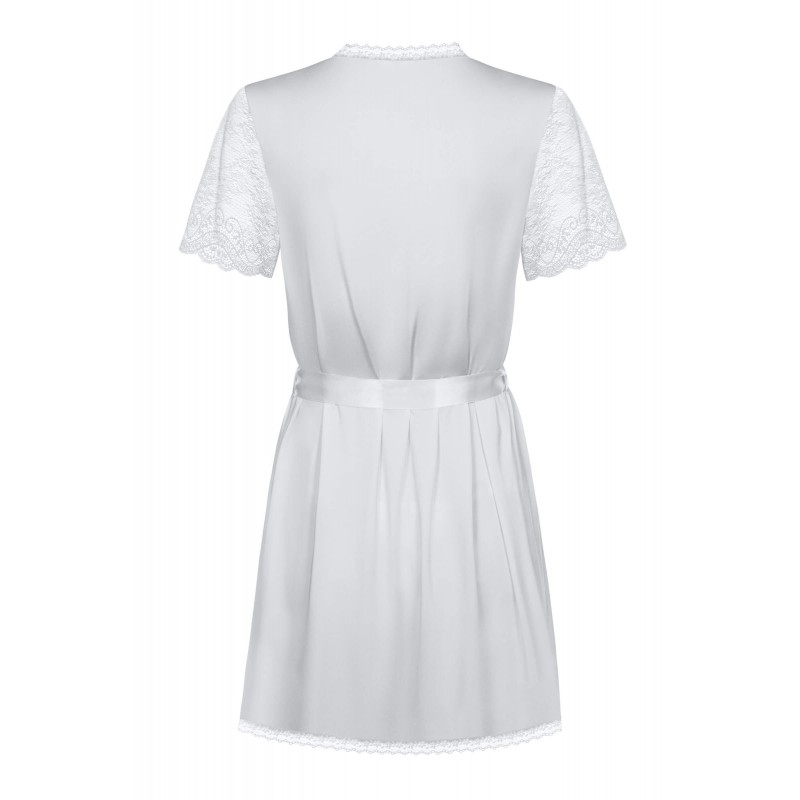 Obsessive Miamor Robe - csipkés ujjú köntös tangával (fehér) 33140 termék bemutató kép