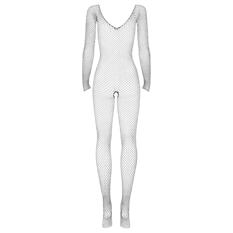 Obsessive N109 - hosszúujjú, nyitott fekete necc overál (S-L) 152935 termék bemutató kép