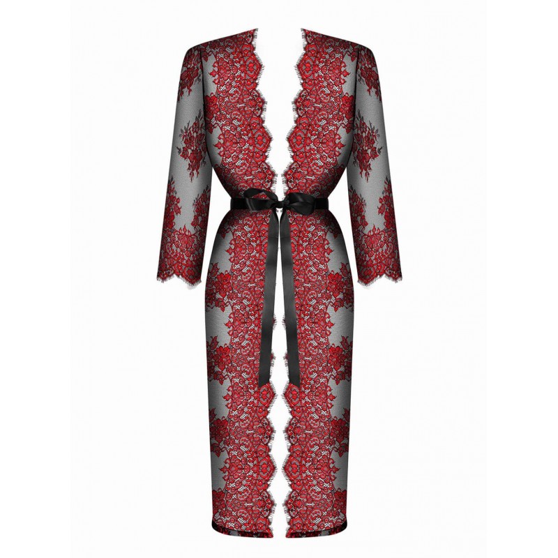 Obsessive Redessia - csipke kimonó (piros-fekete) 53108 termék bemutató kép