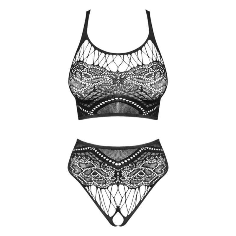 Obsessive K103 - rugalmas, nyitott necc szett (fekete) - S-L 89904 termék bemutató kép