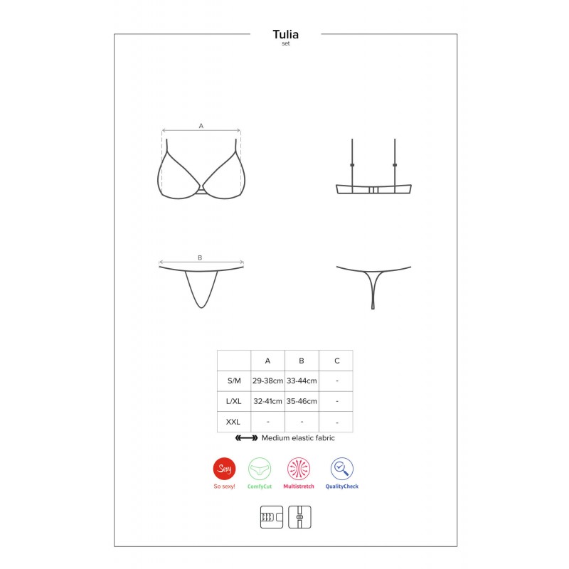 Obsessive Tulia - csipkés fehérnemű szett (fekete-pink) 42431 termék bemutató kép