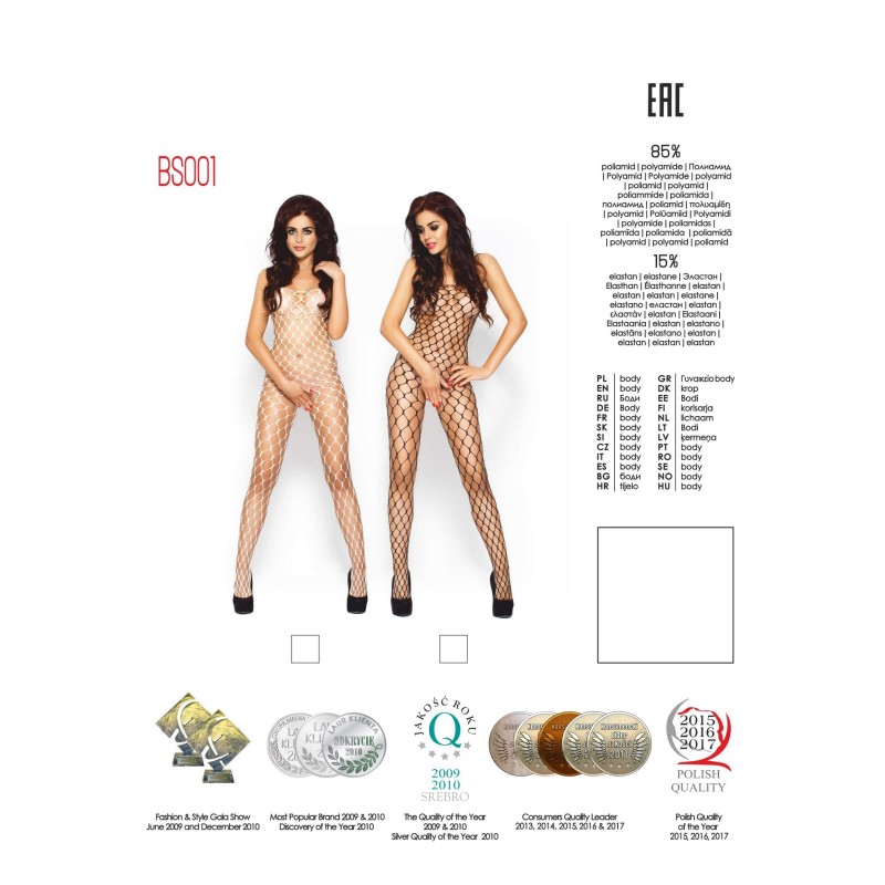 Passion BS001 - nagy szemű necc overál (fehér) - S-L 58244 termék bemutató kép