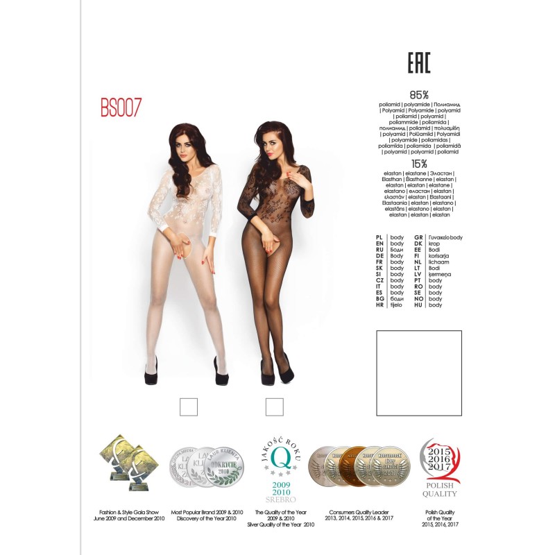 Passion BS007 - 3/4-es ujjú, mintás necc overall (fekete) - S-L 36622 termék bemutató kép