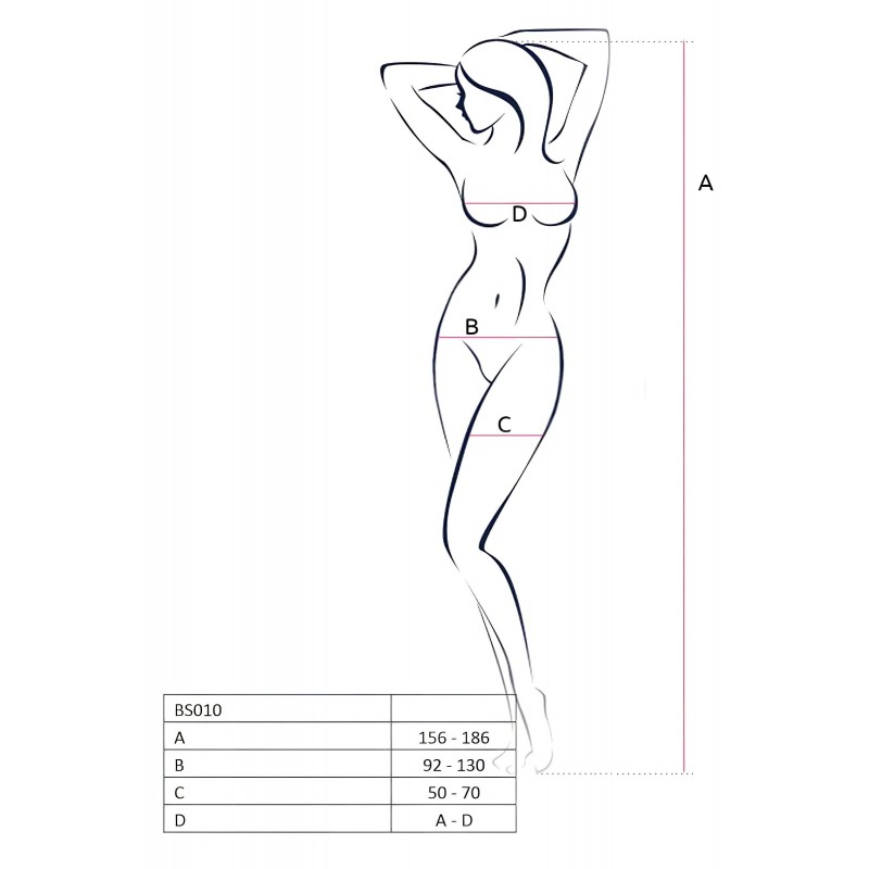 Passion BS010 - nyitott fehér necc overál (S-L) 152949 termék bemutató kép