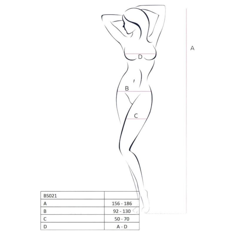 Passion BS021 - ujjatlan, nyitott necc overál (fehér) - S-L 115564 termék bemutató kép