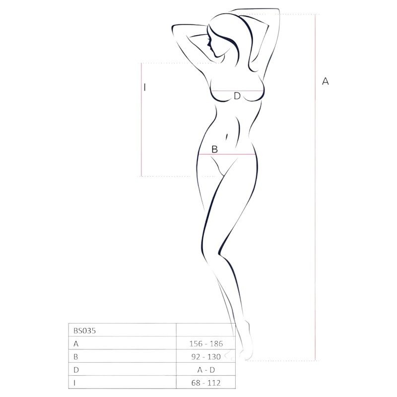 Passion BS035 - vállpántos, nyitott fehér necc body (S-L) 153196 termék bemutató kép