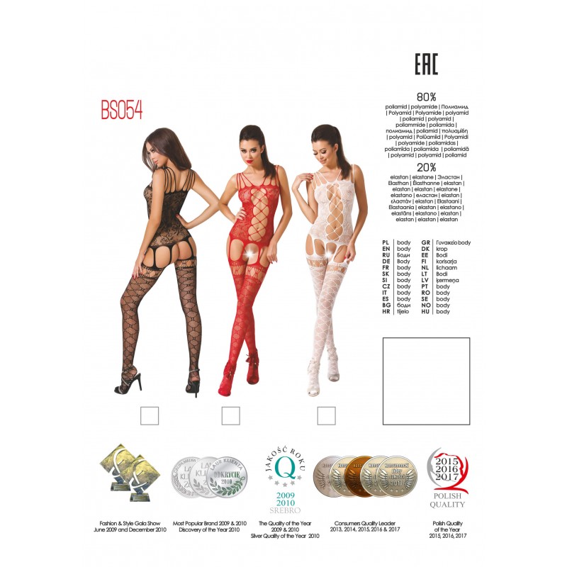 Passion BS054 - elöl fűzős, virágos necc szett (fehér) - S-L 58578 termék bemutató kép