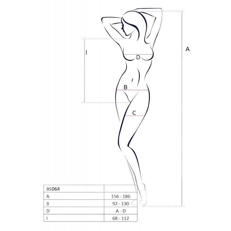 Passion BS064 - nyitott fehér necc body (S-L) 153646 termék bemutató kép