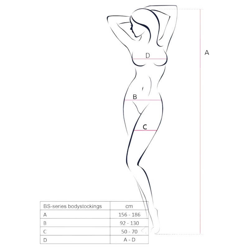 Passion BS077 - hosszúujjú hálós overál (fekete) - S-L 115614 termék bemutató kép