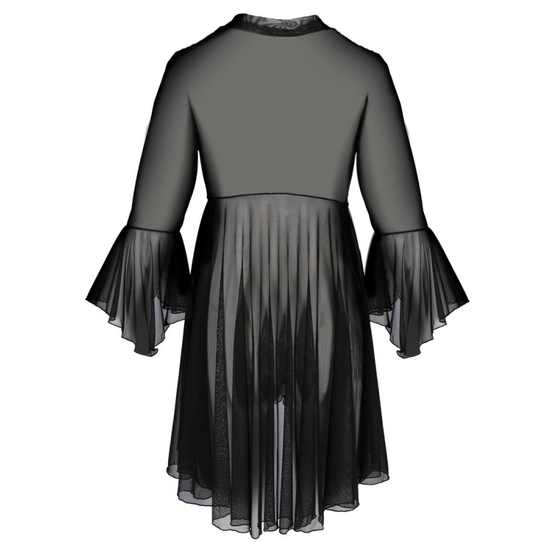 Passion Eco Primula - csipke köntös és tanga (fekete) 79694 termék bemutató kép