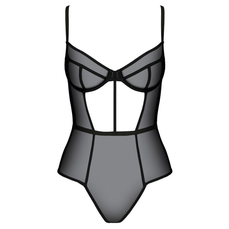 Passion Eco Varella - merevítős, áttetsző body (fekete) 56625 termék bemutató kép