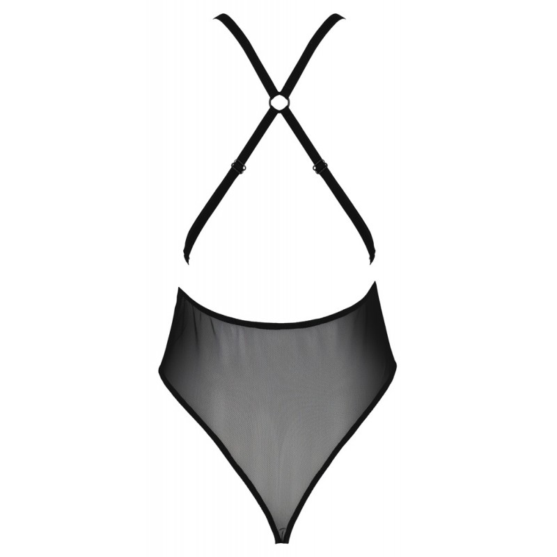 Passion Eco Zinnia - mélyen dekoltált, csipkés body (fekete) 54560 termék bemutató kép