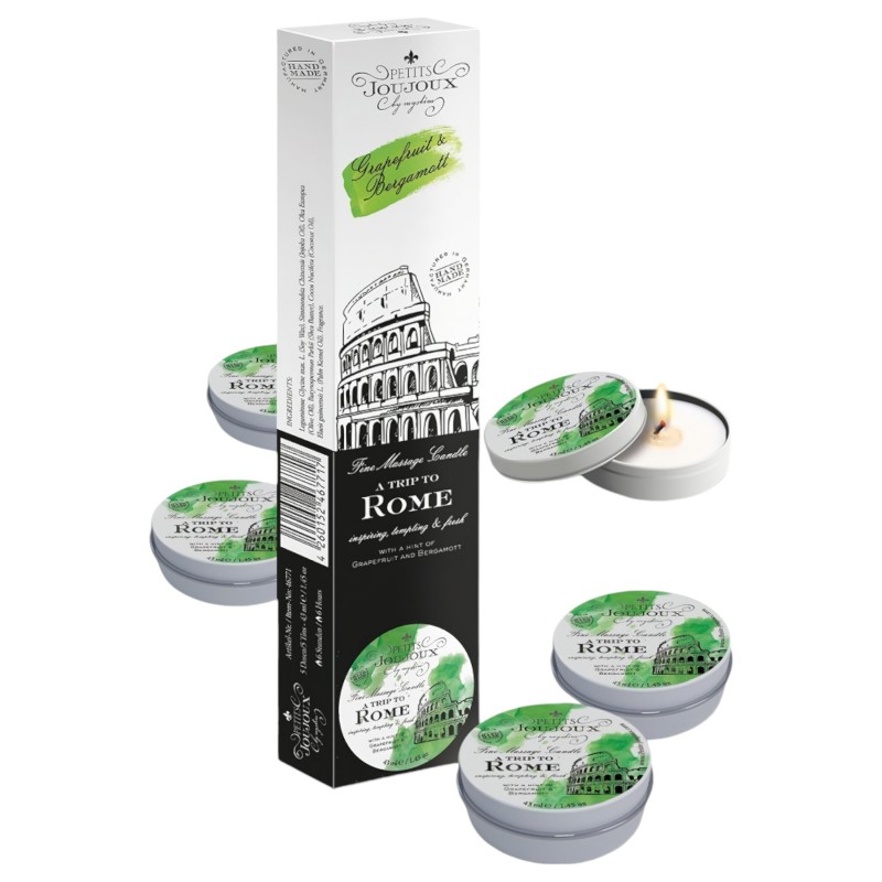 Petits Joujoux Rome masszázsgyertya - grapefruit-bergamot 5 × 43 ml 130579 termék bemutató kép
