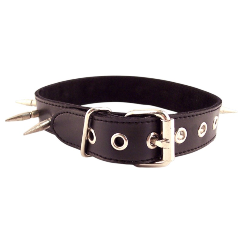 Rouge - valódi bőr, szegecses bondage nyakörv (fekete) 155829 termék bemutató kép