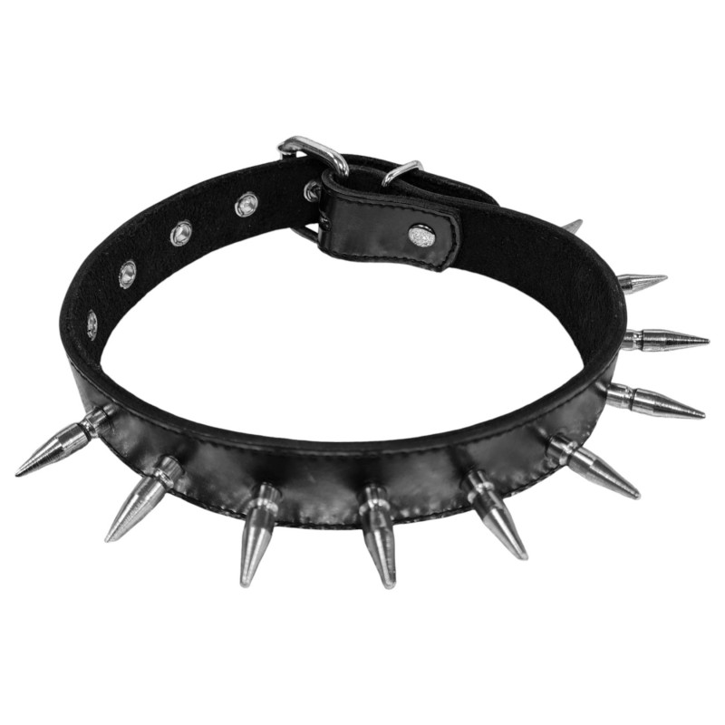 Rouge - valódi bőr, szegecses bondage nyakörv (fekete) 121447 termék bemutató kép