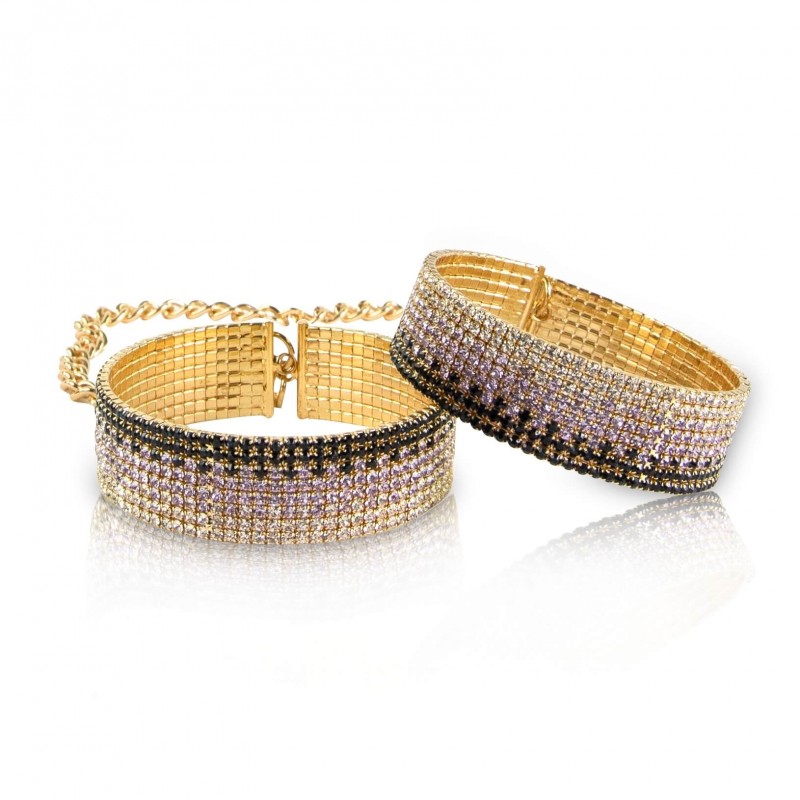RS Icons Diamond - strasszos ékszer bilincs (1 pár) - rózsaarany 28936 termék bemutató kép