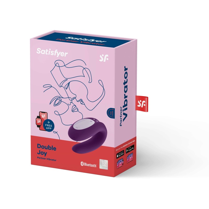 Satisfyer Double Joy - okos, vízálló párvibrátor (lila) 44472 termék bemutató kép