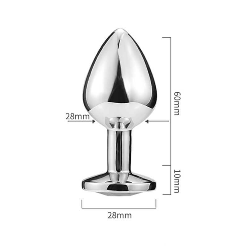 Sunfo - fém anál plug szív alakú kővel (ezüst-pink) 77621 termék bemutató kép