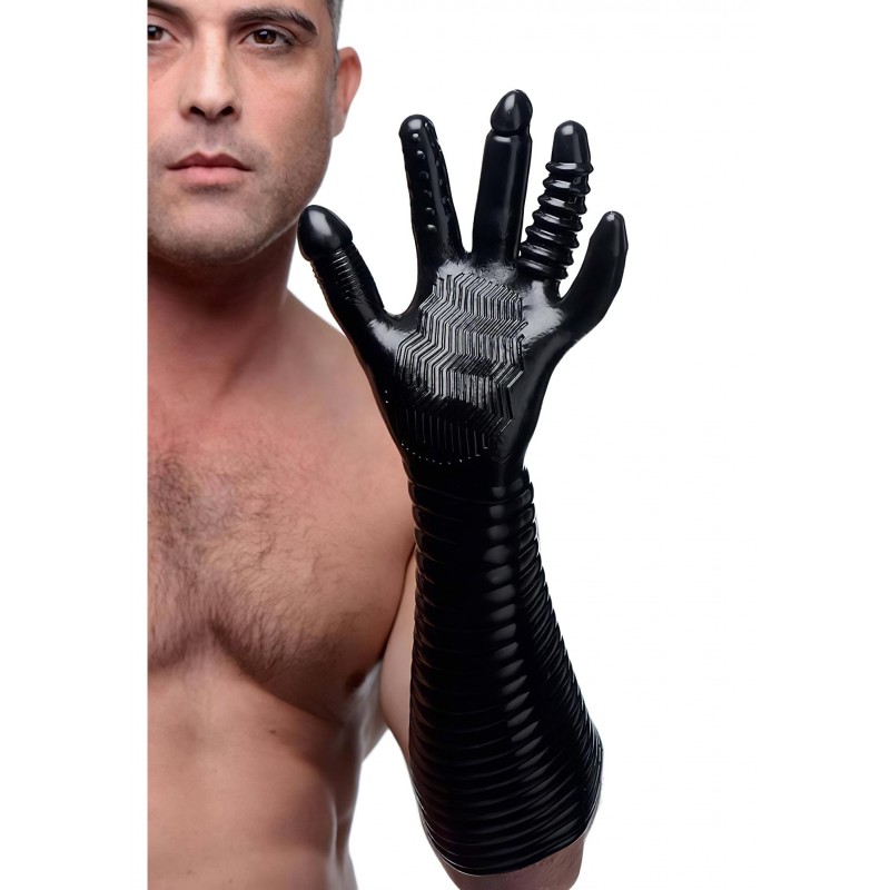 XR Brands - Pleasure Fister - textúrált öklöző kesztyű (fekete) 135551 termék bemutató kép