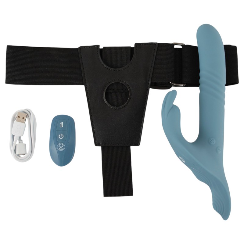 You2Toys - 3 részes felcsatolható nyuszis lökővibrátor távirányítóval (kék) 145062 termék bemutató kép