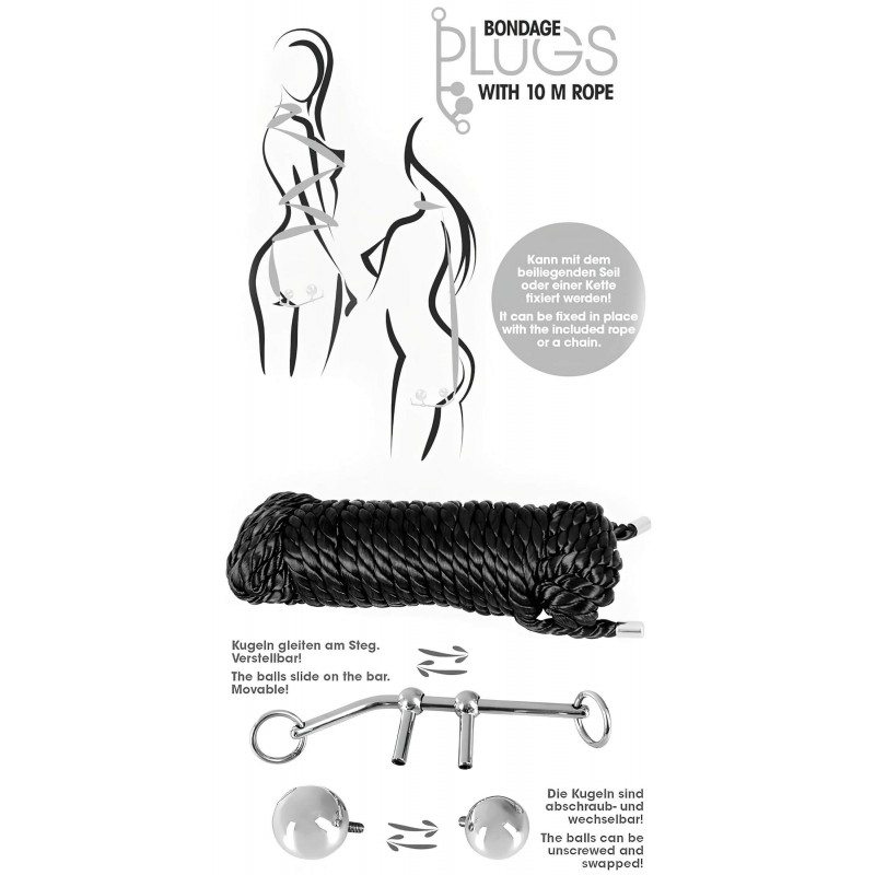 You2Toys Bondage anál plug (149g) + BDSM kötél (10m) 113038 termék bemutató kép