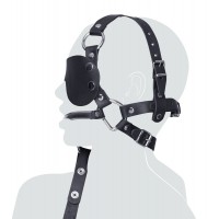 ZADO - bőr fejmaszk zablával és vezetőszárral (fekete) 75200 termék bemutató kép