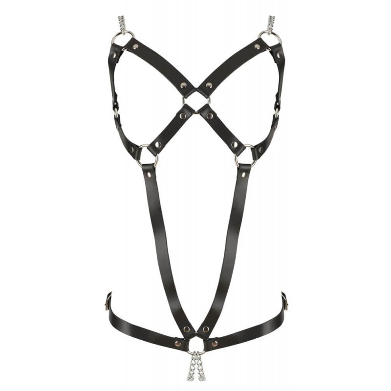 ZADO - láncos bőr testhám body - fekete (S-L) 78512 termék bemutató kép