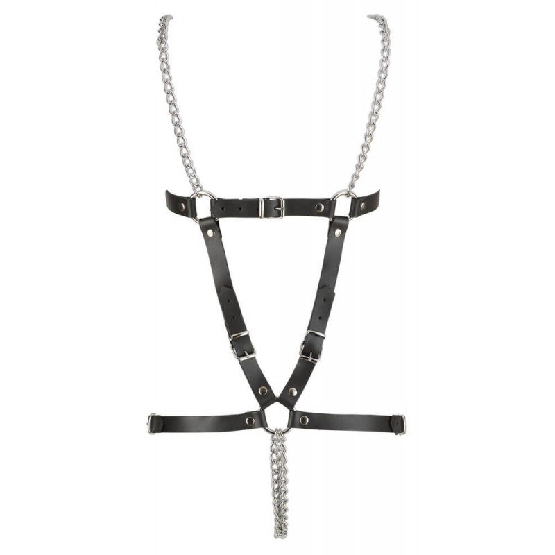 ZADO - láncos bőr testhám body - fekete (S-L) 78513 termék bemutató kép